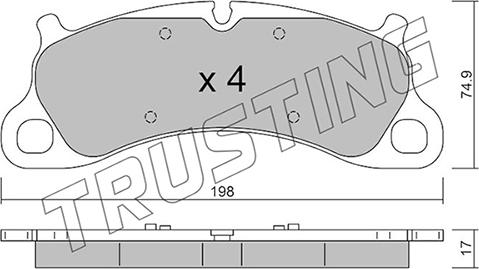 Trusting 1255.0 - Bremžu uzliku kompl., Disku bremzes www.autospares.lv