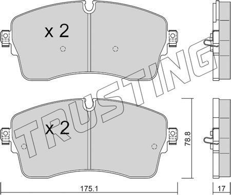 Trusting 1250.0 - Bremžu uzliku kompl., Disku bremzes www.autospares.lv