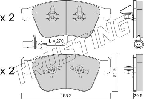 Trusting 1253.0 - Bremžu uzliku kompl., Disku bremzes www.autospares.lv