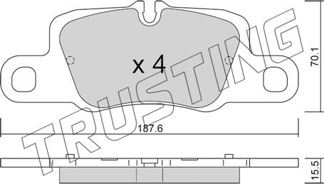 Trusting 1257.0 - Bremžu uzliku kompl., Disku bremzes www.autospares.lv