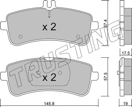 Trusting 1200.0 - Тормозные колодки, дисковые, комплект www.autospares.lv