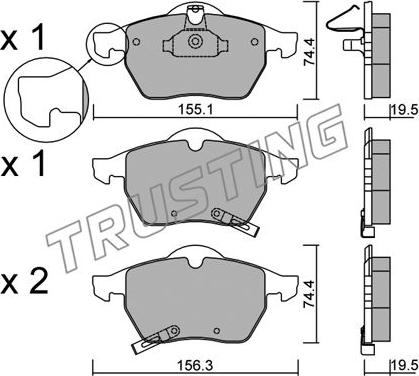 Trusting 120.1 - Brake Pad Set, disc brake www.autospares.lv