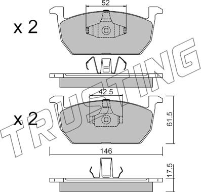 Trusting 1214.0 - Bremžu uzliku kompl., Disku bremzes www.autospares.lv