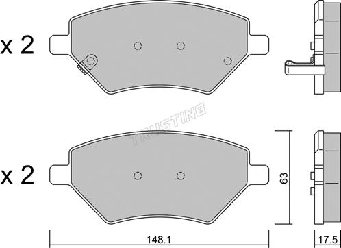 Trusting 1286.0 - Тормозные колодки, дисковые, комплект www.autospares.lv