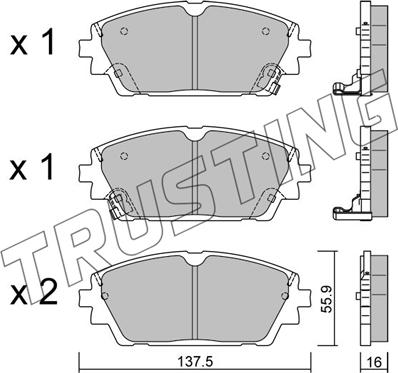 Trusting 1237.0 - Bremžu uzliku kompl., Disku bremzes www.autospares.lv