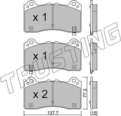 Trusting 1220.0 - Тормозные колодки, дисковые, комплект www.autospares.lv