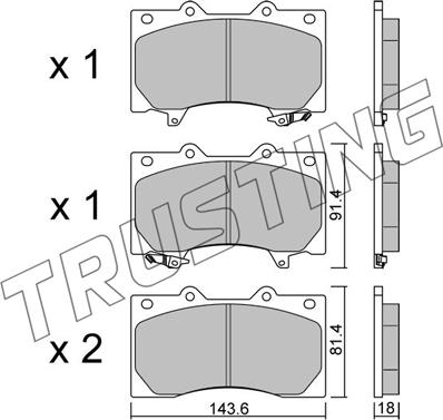 Trusting 1279.0 - Bremžu uzliku kompl., Disku bremzes www.autospares.lv