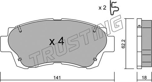 Trusting 170.0 - Brake Pad Set, disc brake www.autospares.lv