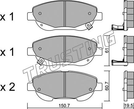 Trusting 896.0 - Bremžu uzliku kompl., Disku bremzes www.autospares.lv