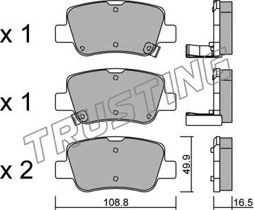 Trusting 898.0 - Bremžu uzliku kompl., Disku bremzes www.autospares.lv