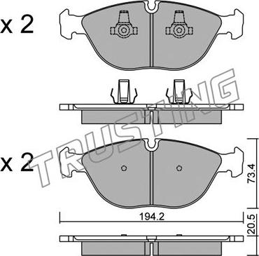 Trusting 845.0 - Brake Pad Set, disc brake www.autospares.lv