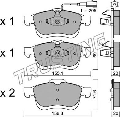 Trusting 840.0 - Bremžu uzliku kompl., Disku bremzes www.autospares.lv