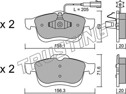 Trusting 840.1 - Bremžu uzliku kompl., Disku bremzes autospares.lv