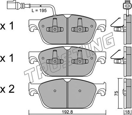 Trusting 848.0 - Bremžu uzliku kompl., Disku bremzes www.autospares.lv