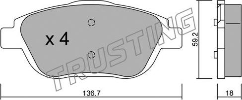 Trusting 869.0 - Тормозные колодки, дисковые, комплект www.autospares.lv