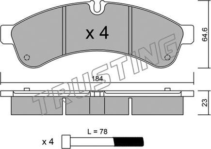 Trusting 868.0 - Тормозные колодки, дисковые, комплект www.autospares.lv