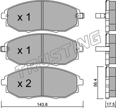 Trusting 862.0 - Bremžu uzliku kompl., Disku bremzes www.autospares.lv