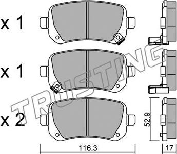 Trusting 881.0 - Bremžu uzliku kompl., Disku bremzes www.autospares.lv