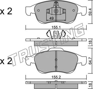 Trusting 833.0 - Bremžu uzliku kompl., Disku bremzes www.autospares.lv