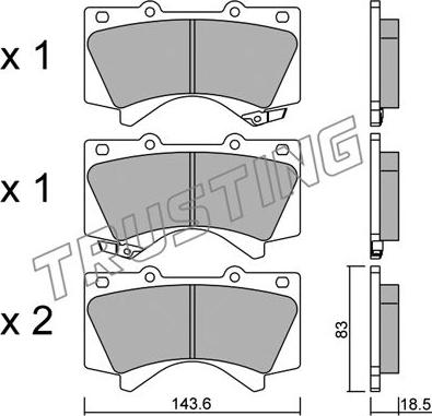 Trusting 837.0 - Bremžu uzliku kompl., Disku bremzes www.autospares.lv