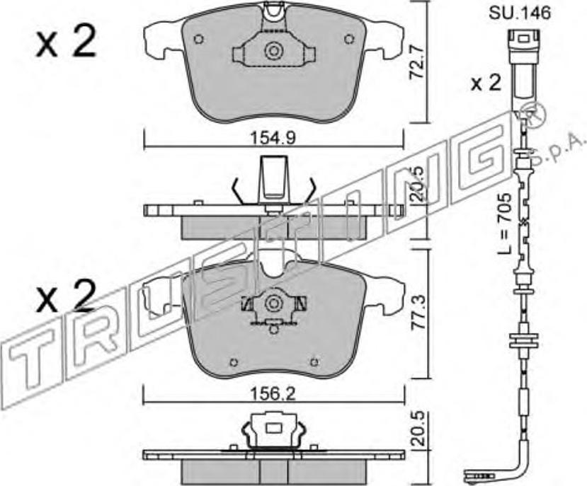 Trusting 829.0W - Bremžu uzliku kompl., Disku bremzes www.autospares.lv