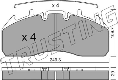 Trusting 825.0 - Bremžu uzliku kompl., Disku bremzes www.autospares.lv