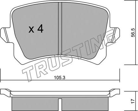 Trusting 822.0 - Тормозные колодки, дисковые, комплект www.autospares.lv