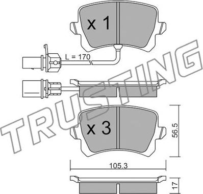 Trusting 822.1 - Тормозные колодки, дисковые, комплект www.autospares.lv