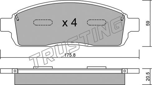 Trusting 876.0 - Bremžu uzliku kompl., Disku bremzes www.autospares.lv