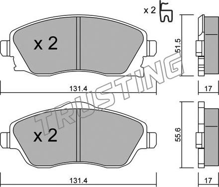 Trusting 349.0 - Bremžu uzliku kompl., Disku bremzes www.autospares.lv