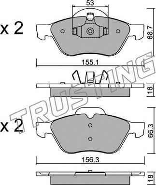 Trusting 344.0 - Тормозные колодки, дисковые, комплект www.autospares.lv