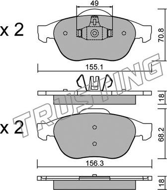 Trusting 345.2 - Тормозные колодки, дисковые, комплект www.autospares.lv