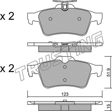 Trusting 346.3 - Тормозные колодки, дисковые, комплект www.autospares.lv