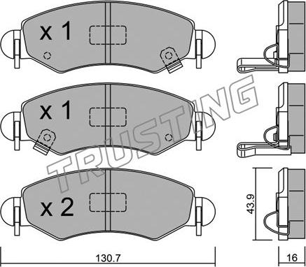 Trusting 348.1 - Тормозные колодки, дисковые, комплект www.autospares.lv