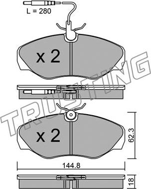 Trusting 347.1 - Brake Pad Set, disc brake www.autospares.lv