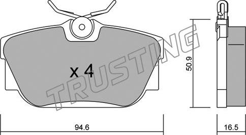 Trusting 355.0 - Brake Pad Set, disc brake www.autospares.lv