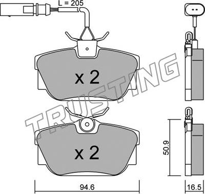 Trusting 355.2 - Brake Pad Set, disc brake www.autospares.lv