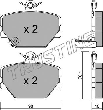 Trusting 350.0 - Тормозные колодки, дисковые, комплект www.autospares.lv