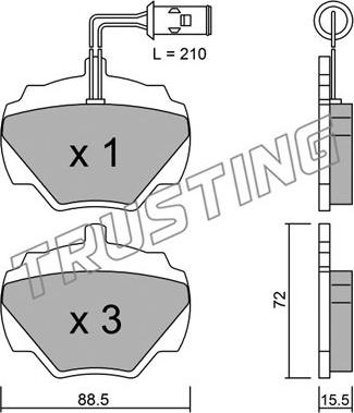 Trusting 362.1 - Тормозные колодки, дисковые, комплект www.autospares.lv