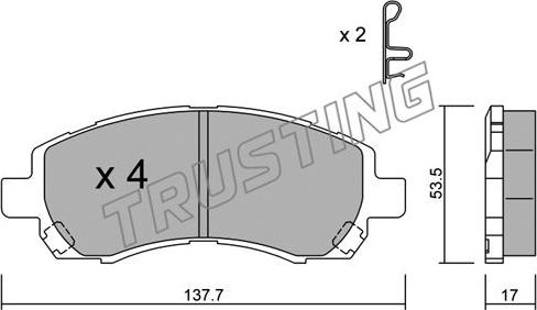 Trusting 304.0 - Bremžu uzliku kompl., Disku bremzes www.autospares.lv