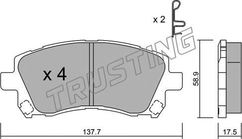 Trusting 305.0 - Brake Pad Set, disc brake www.autospares.lv