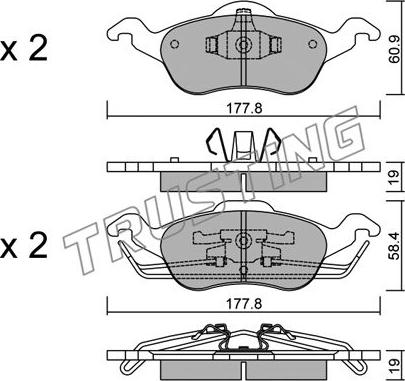 Trusting 300.0 - Bremžu uzliku kompl., Disku bremzes www.autospares.lv