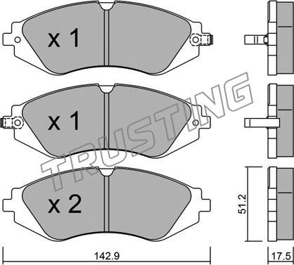 Trusting 303.0 - Bremžu uzliku kompl., Disku bremzes autospares.lv