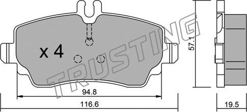 Trusting 319.1 - Bremžu uzliku kompl., Disku bremzes www.autospares.lv