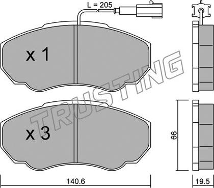 Trusting 334.0 - Тормозные колодки, дисковые, комплект www.autospares.lv