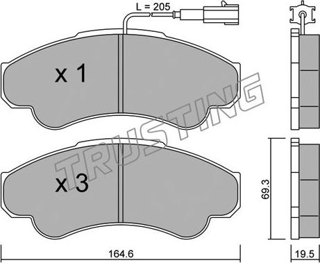 Trusting 335.0 - Brake Pad Set, disc brake www.autospares.lv