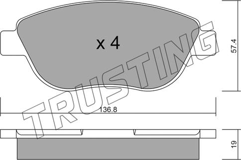 Trusting 331.1 - Тормозные колодки, дисковые, комплект www.autospares.lv