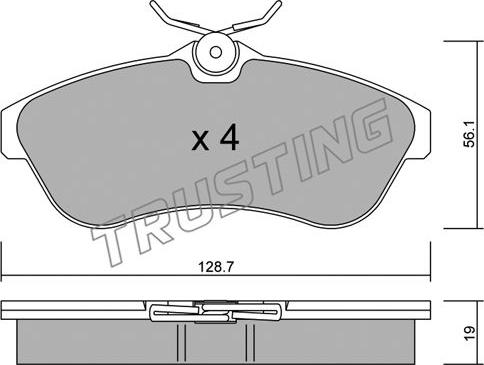 Trusting 338.0 - Тормозные колодки, дисковые, комплект www.autospares.lv