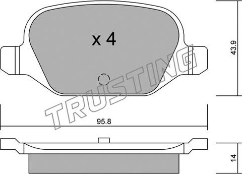 Trusting 333.0 - Тормозные колодки, дисковые, комплект www.autospares.lv