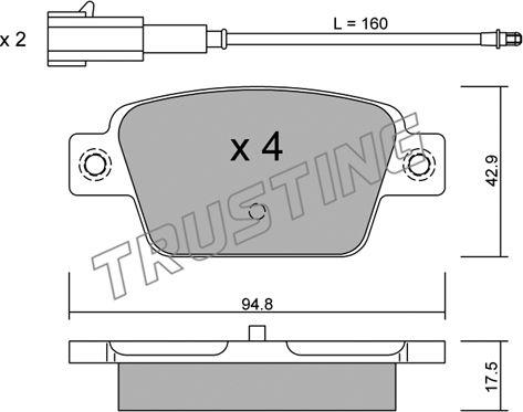 Trusting 332.1 - Bremžu uzliku kompl., Disku bremzes www.autospares.lv